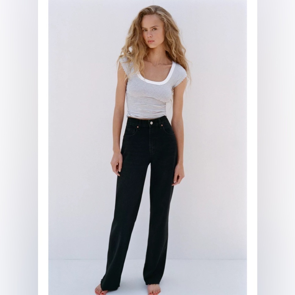 NWT ZARA HIGH RISE WIDE LEG JEANS